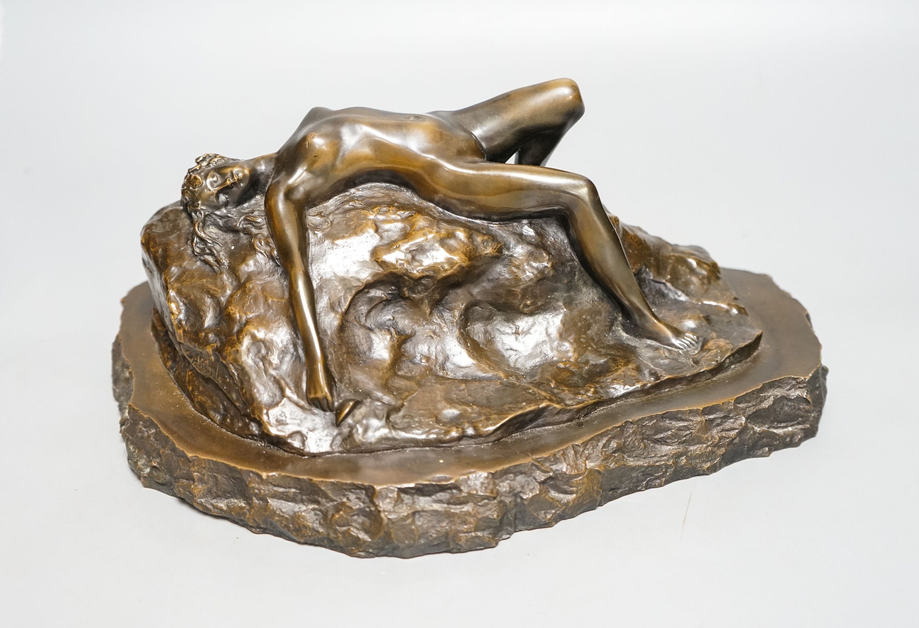 After Aichele, an electrotype of a recumbent nude woman 29cm